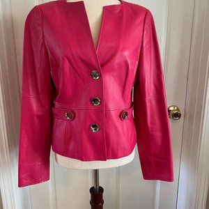 Hot Pink Worth Leather Jacket - Size 8